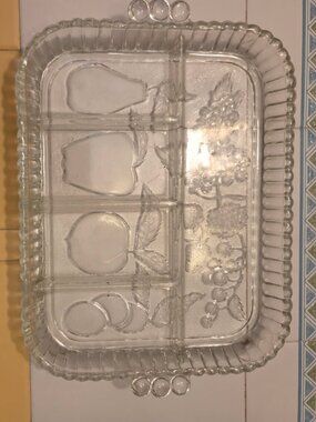 Amazing Vintage Indiana Glass Fruit Divided Tray